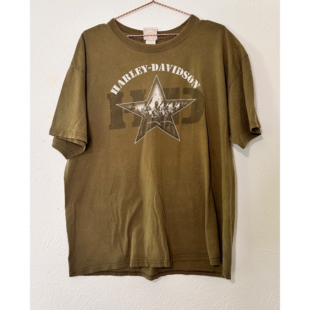 Harley Davidson Gruene/ New Braunfels, Green Army Star XL Tee Shirt